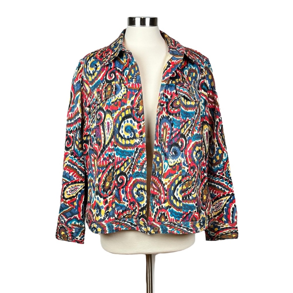 Ruby Rd. Woman Artsy Multicolored Paisley Jacket - Picture 10 of 16